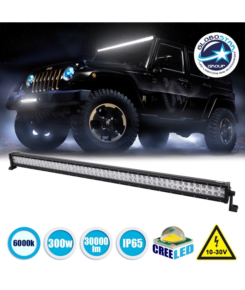 GloboStar® 85465 PRO Series Μπάρα Ίσια - Straight για Αυτοκίνητα & Φορτηγά LED CREE XBD 300W 30000lm DC 10-30V Αδιάβροχη IP65 Ψυχρό Λευκό 6000K
